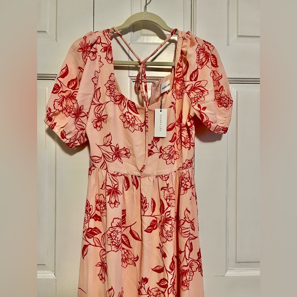 Sugarlips Lynette Sweetheart Maxi Dress Red Pink Floral Small‎ NWT - Picture 7 of 11